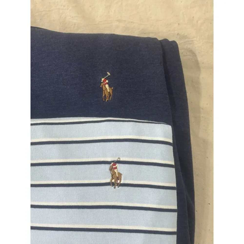 Lot of 2 Polo Ralph Lauren Men Classic Fit Soft Polo Shirt 2XL Blue Striped Pony